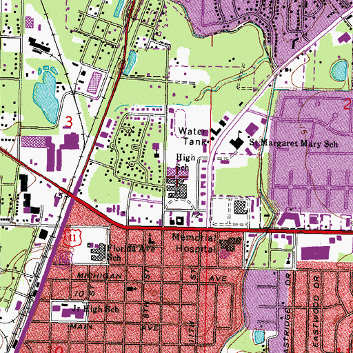 Topographic Map of Slidell High School, LA