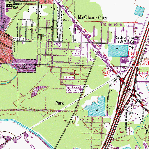 Topographic Map of Spanish Trail Highlands, LA