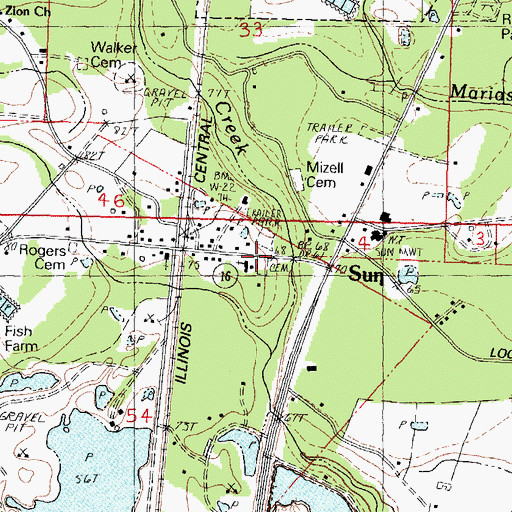 Topographic Map of Sun Cemetery, LA