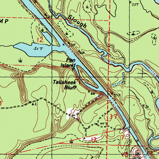 Topographic Map of Talisheek Bluff, LA