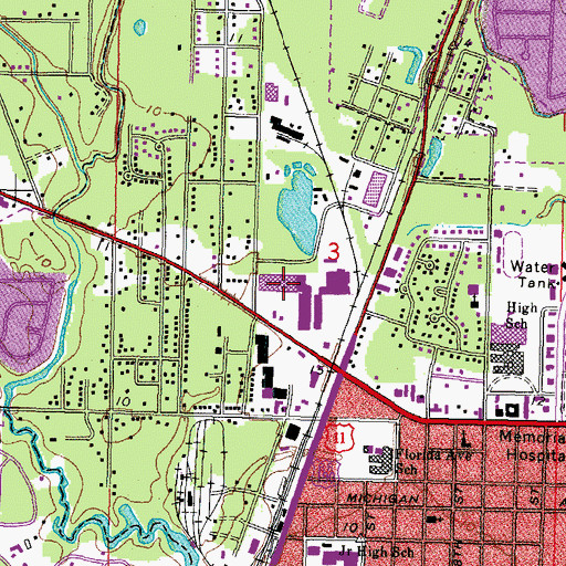 Topographic Map of The Crossing Shopping Center, LA