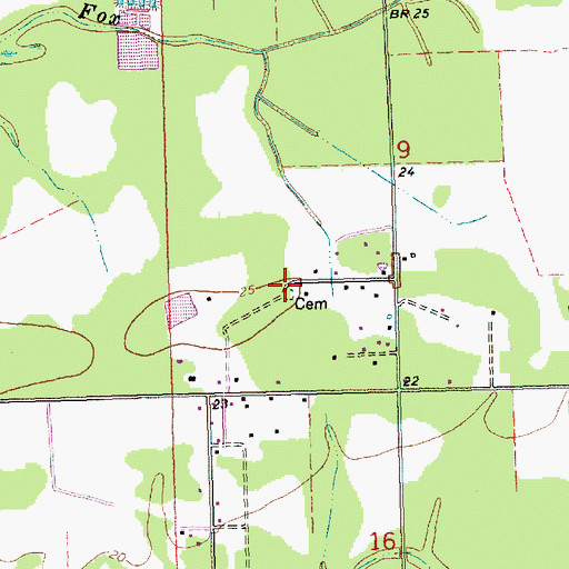 Topographic Map of Wager Cemetery, LA