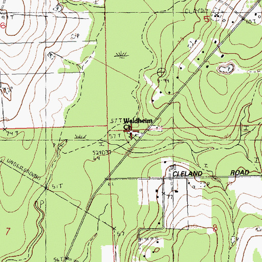 Topographic Map of Waldheim Cemetery, LA