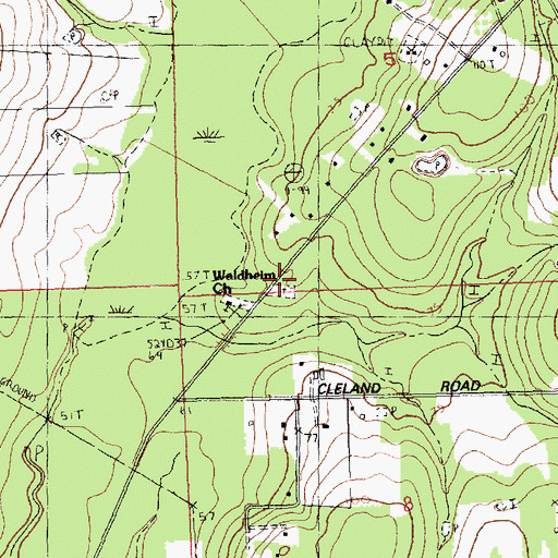 Topographic Map of Waldheim Cemetery, LA