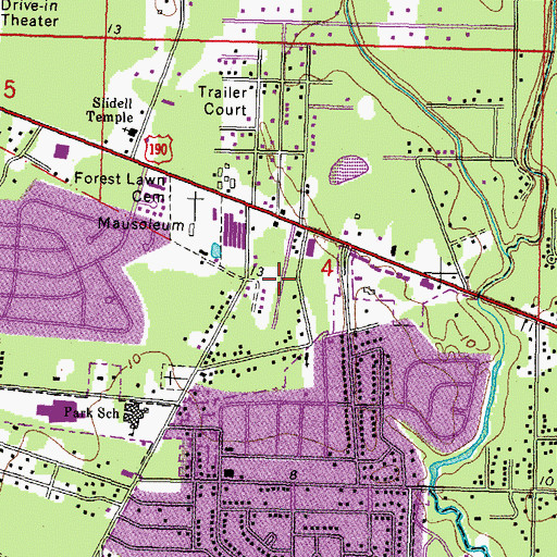 Topographic Map of West Hall Park, LA