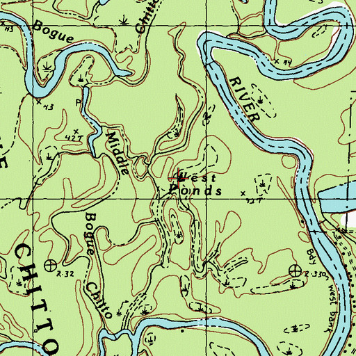 Topographic Map of West Ponds, LA