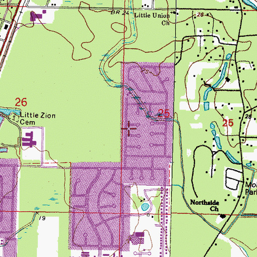 Topographic Map of Whisperwood Estates, LA