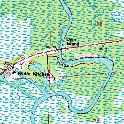 Topographic Map of Deer Island, LA