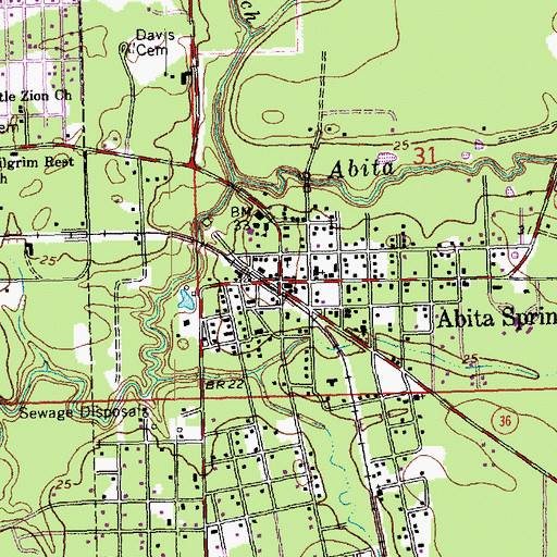 Topographic Map of Abita Springs Historic District, LA