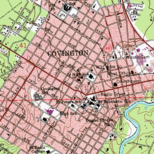 Topographic Map of First United Methodist Church, LA