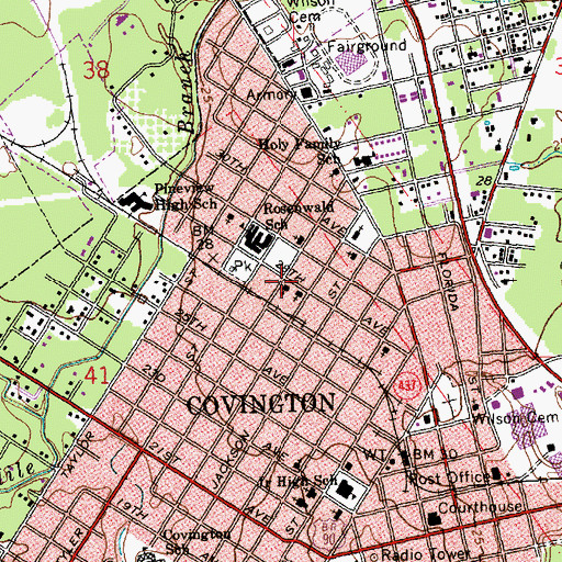 Topographic Map of Greater Starlight Baptist Church, LA