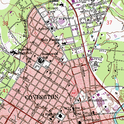 Topographic Map of Mount Pilgrim Baptist Church, LA