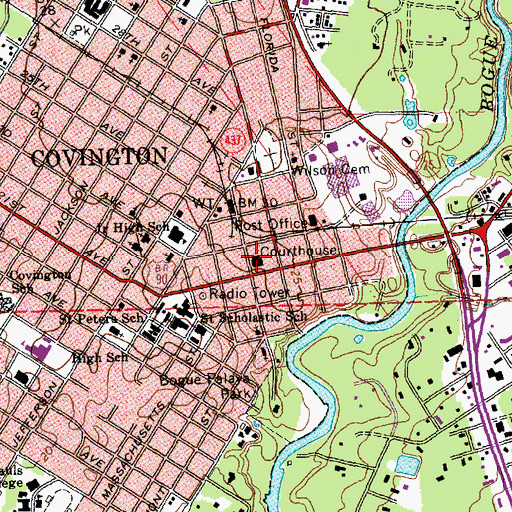 Topographic Map of Saint Tammany Parish Courthouse, LA