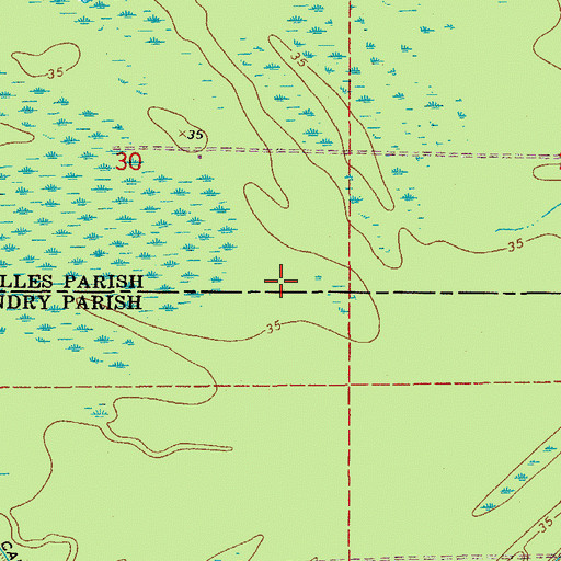 Topographic Map of Montcrief Gas Field, LA