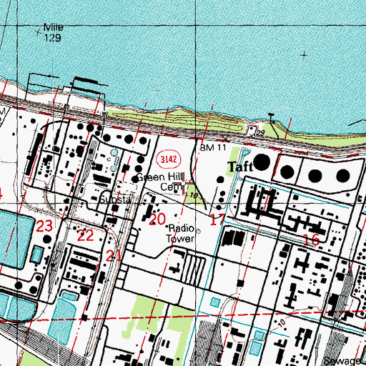 Topographic Map of Green Hill Cemetery, LA