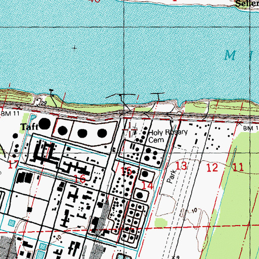 Topographic Map of Holy Rosary Cemetery, LA