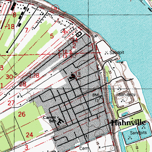 Topographic Map of Hahnville School, LA