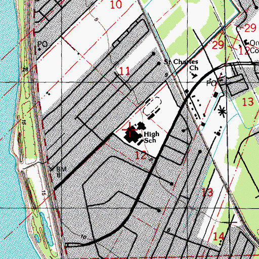 Topographic Map of Destrehan High School, LA