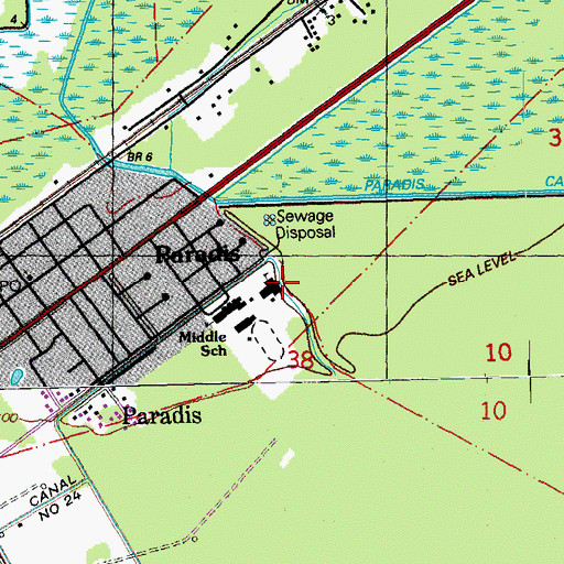 Topographic Map of R J Vial School, LA