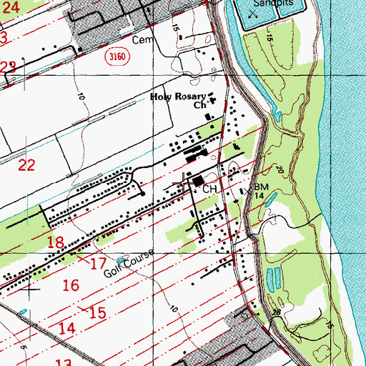 Topographic Map of Tru Vine Baptist Church, LA