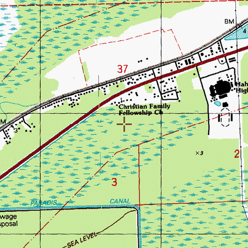 Topographic Map of Christian Family Fellowship Church, LA