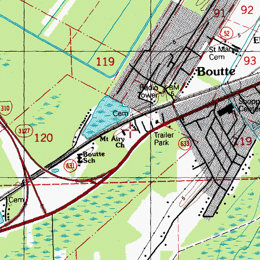 Topographic Map of Mount Airy Baptist Church, LA