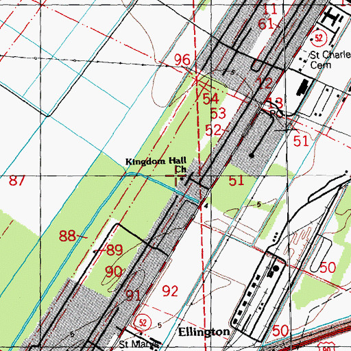 Topographic Map of Kingdom Hall Church, LA