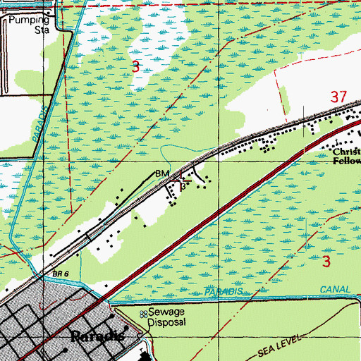 Topographic Map of First Baptist Church, LA