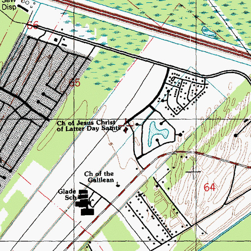 Topographic Map of The Church of Jesus Christ of Latter Day Saints, LA