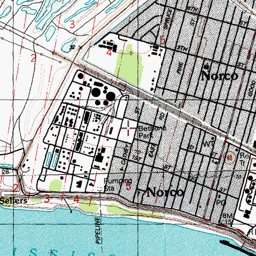 Topographic Map of Bethune Park, LA