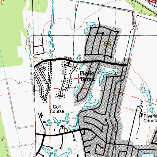 Topographic Map of Belle Terre, LA