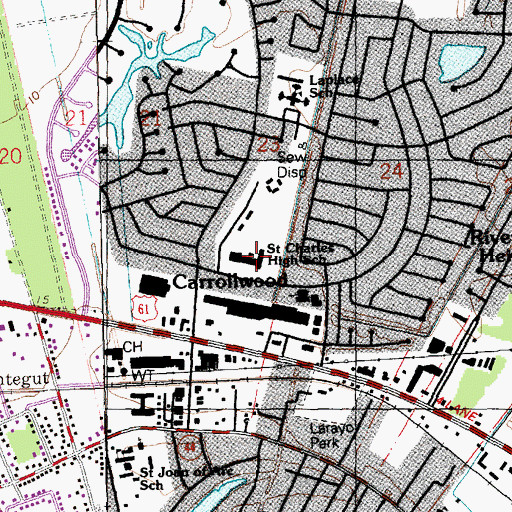 Topographic Map of Saint Charles Catholic High School, LA