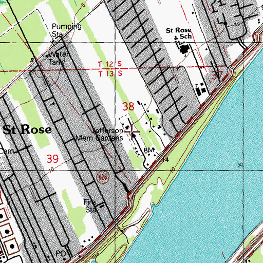 Topographic Map of Jefferson Memorial Gardens Cemetery, LA