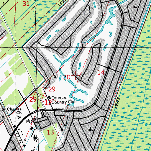 Topographic Map of Ormond Country Club, LA