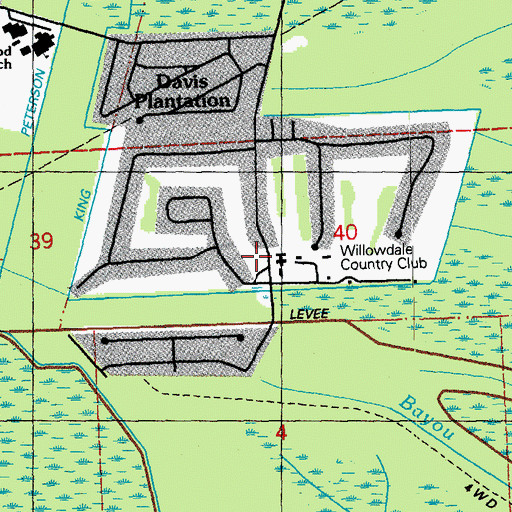 Topographic Map of Willowdale Country Club, LA