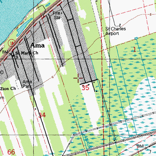 Topographic Map of Ama Park, LA