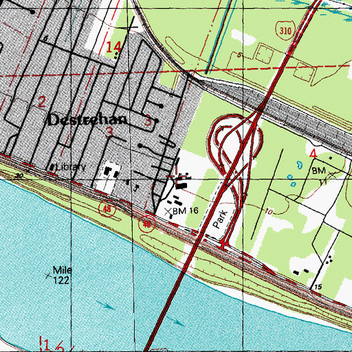 Topographic Map of Harry M Hurst Middle School, LA