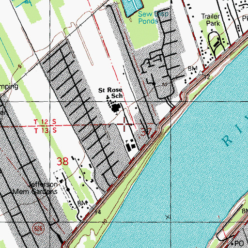 Topographic Map of Saint Rose Elementary School, LA