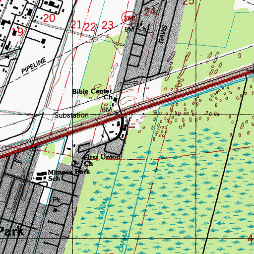 Topographic Map of Saint Charles Parish Library, LA
