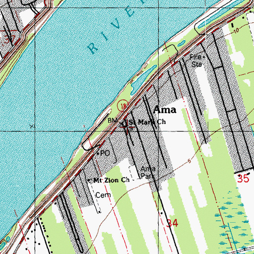 Topographic Map of Saint Mark Catholic Church, LA
