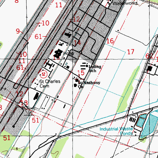 Topographic Map of Saint Anthony Catholic Church, LA