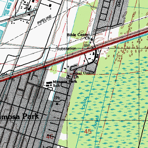 Topographic Map of Bible Center Church, LA