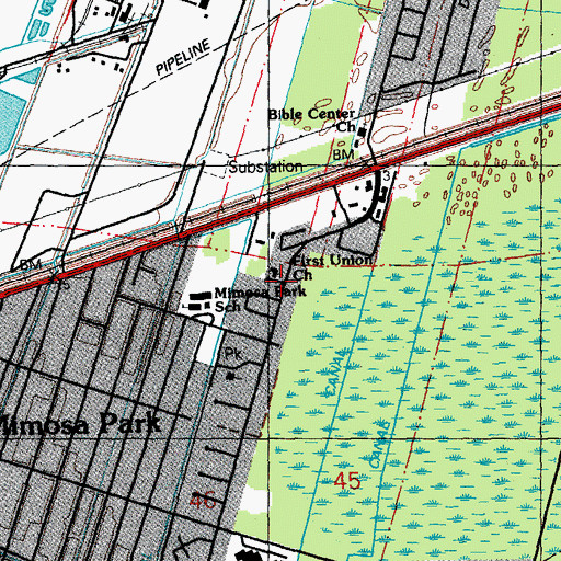 Topographic Map of First Union Presbyterian Church, LA