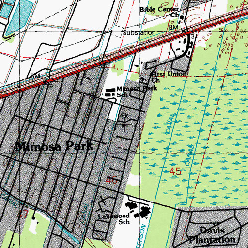 Topographic Map of Holy Family Catholic Church, LA
