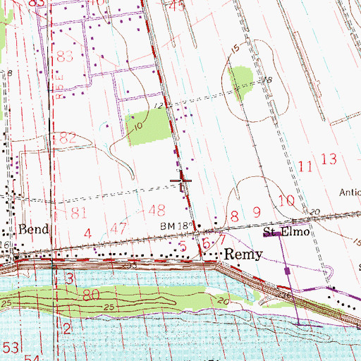 Topographic Map of Bourbon Plantation (historical), LA