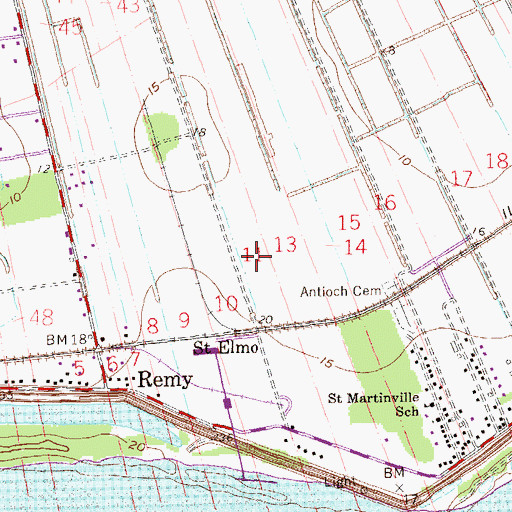 Topographic Map of Bourgeoise Plantation (historical), LA
