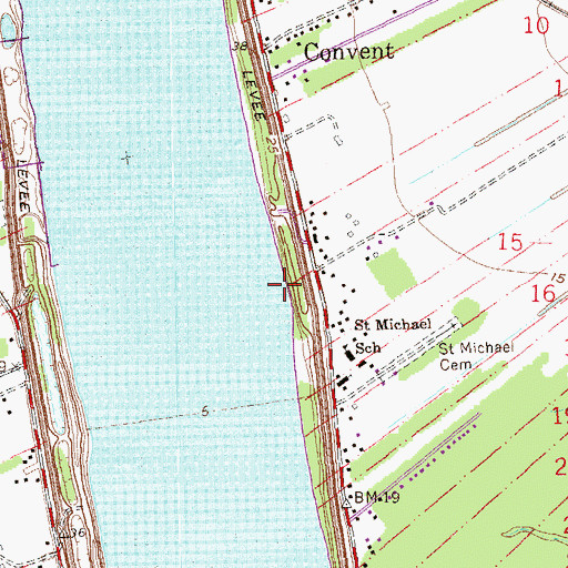 Topographic Map of Convent Landing, LA