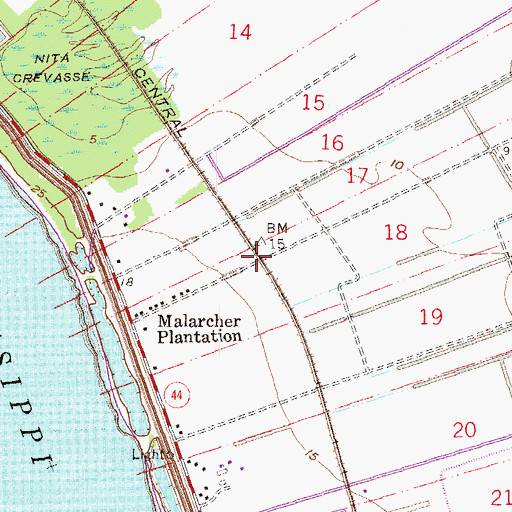 Topographic Map of Malarcher (historical), LA