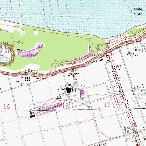 Topographic Map of Miles, LA