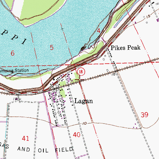 Topographic Map of Moonshine (historical), LA